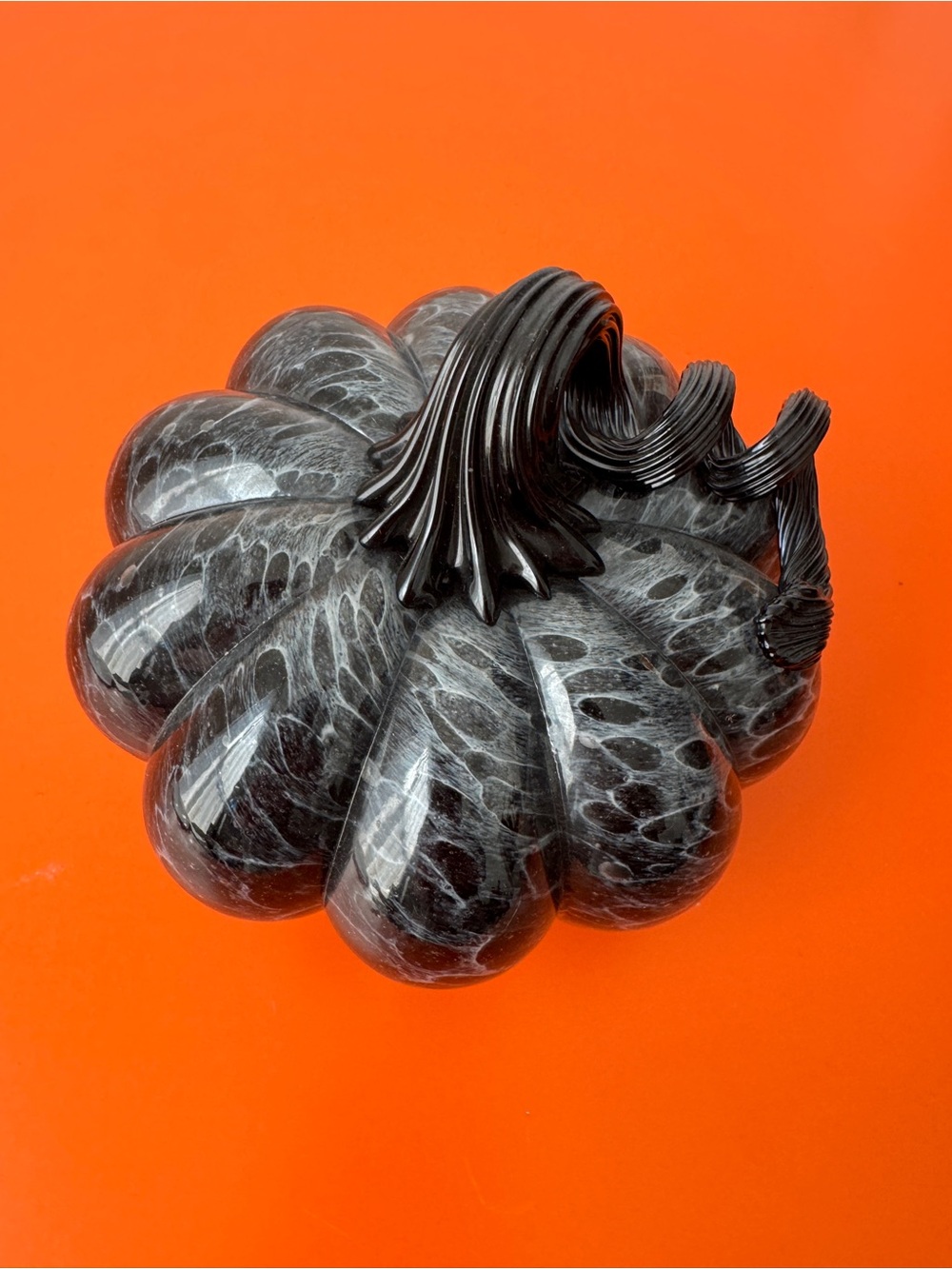 Mikasa Handblown Glass Pumpkin Accent - Black and Gray - Picture 5 of 11